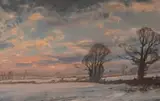 A Norfolk Farm in Winter by Kenneth Denton, oil on board, sold Jan 2026
