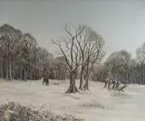 Woodsmen by Nick Mace, oil on board, sold Jan 2026
