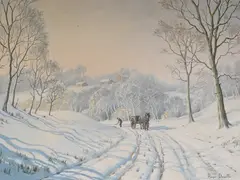 Tracks in Snow by Roger Desoutter, oil on canvas, sold Jan 2026