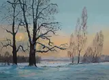 Winter landscape by K L Gentz, oil on canvas, sold Jan 2026