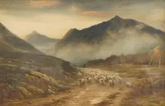 Highland Landscape with sheep by John MacWhirter, watercolour and body, sold Jan 2026