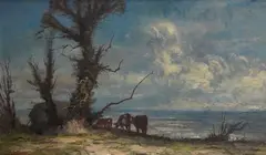 Cumulus Clouds, Kent by Kenneth Denton, oil on board, sold Jan 2026
