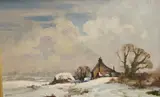 A Norfolk Farm, Winter by Kenneth Denton, oil on board, sold Jan 2026