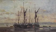 October Evening, River Orwell by Kenneth Denton, oil on board, sold Jan 2026