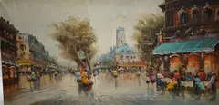 Parisian street scene by Antonio DeVity, oil on canvas, sold Jan 2026