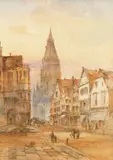 Frankfurt street scene by Edward Nevil, watercolour, sold Jan 2026