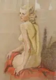 Nude study of a seated lady by Elsie Murray, drawing, sold Jan 2026