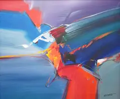 Untitled abstract composition by Mandy Wilkinson, oil on canvas, offered Dec 2025