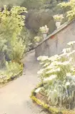 A garden scene by Jenika Cabarrus, watercolour, offered Dec 2025