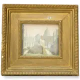 St Pauls from St Giles by M. Woodhouse, ink, sold Dec 2025
