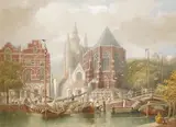 The Oude Kerk, Delft by George Henry Andrews, watercolour and mixed, sold Dec 2025