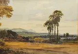 Harvest time in the vale of Clwyd, North Wales by F Hughes Richardson, watercolour, offered Dec 2025