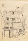 Study of a house by Herbert Marshall, 1890, ink, sold Dec 2025