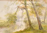 River scene with trees by William Henry Hall, watercolour, offered Dec 2025