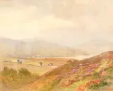 Coastal landscape by Albert Stevens, watercolour, sold Dec 2025
