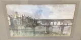 Continental riverscape with bridge by Benjamin John Merifield Donne, watercolour, sold Dec 2025