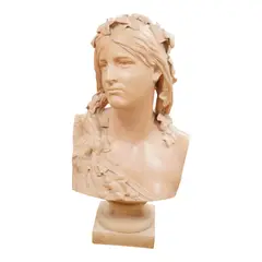A large terracotta bust of a maiden by Jean Jules Cambos, sculpture, sold Dec 2025