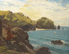 On the Coast of Cornwall by Henry Gibbs, oil on canvas, sold Dec 2025