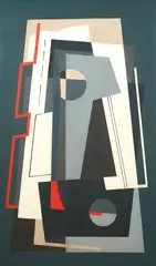 Abstract composition by George Bodis, oil on board, sold Dec 2025