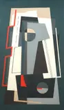 Abstract composition by George Bodis, oil on board, sold Dec 2025