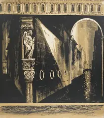 Death in Venice (side panel left) by John Piper Om Ch, pencil, sold Dec 2025