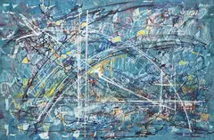 Untitled abstract composition by Paul Mann, oil on canvas, sold Dec 2025