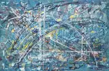 Untitled abstract composition by Paul Mann, oil on canvas, sold Dec 2025