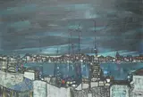 Harbour view at twilight by Preston Goddard, oil, sold Dec 2025