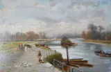 Petersham Lock on the Thames by Alfred East, oil on canvas, sold Dec 2025