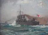 Warships at Sea by B. F. Gribble, oil on board, sold Dec 2025