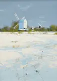 Jack and Jill Windmills near Ditchling by Paul Evans, gouache, sold Dec 2025