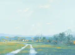 Distant Downs at Dusk by Paul Evans, gouache, offered Dec 2025