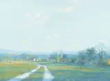 Distant Downs at Dusk by Paul Evans, gouache, offered Dec 2025