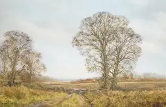 Rural landscape by Peter Robinson, gouache, sold Nov 2025