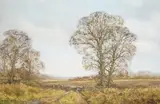 Rural landscape by Peter Robinson, gouache, sold Nov 2025