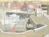 Modern British by Geoffrey Lintott, gouache and mixed, sold Nov 2025