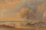 Coastal view with figures by Sydney E. Hart, watercolour, offered Nov 2025