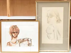 Portrait of a lady by John Skelton, 1985, ink and wash, sold Nov 2025