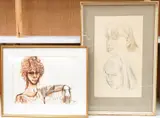Portrait of a lady by John Skelton, 1985, ink and wash, sold Nov 2025