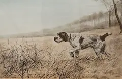 A pointer at work by Léon Danchin, pencil, sold Nov 2025