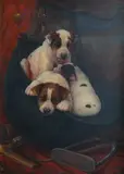 Fox Terrier Puppies by Valentine Thomas Garland, oil on panel, sold Nov 2025