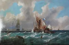 Shipping off the coast by John Collier, oil on canvas, sold Nov 2025
