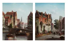 One depicting a bridge by Johannes Franciscus Spohler, oil, sold Nov 2025