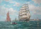 Shipping off the Coast by B. F. Gribble, oil on board, sold Nov 2025
