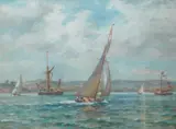 Shipping off the Coast by B. F. Gribble, oil on board, sold Nov 2025