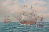 Dutch and Spanish Warships Awaiting the Challenge by B. F. Gribble, watercolour, sold Nov 2025