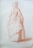 Full length study of a girl holding a cherry sprig by Johann Gottlieb Glume, drawing, offered Nov 2025