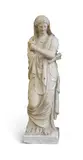 A large painted plaster statue of a Vestal maiden by Louis or Luigi Brugiotti, sculpture, sold Nov 2025