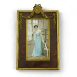 Full length portrait of a lady in an interior by Mathieu Deroche, photograph, sold Nov 2025