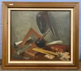 Still life interior scene by Odette De Garets, oil, sold Oct 2026